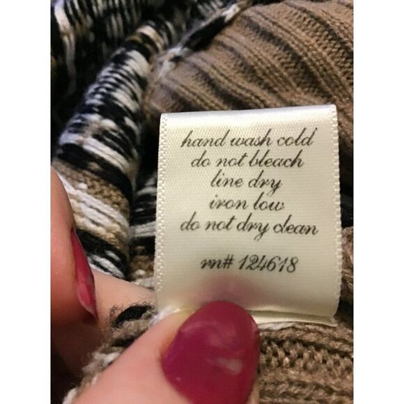 Brown Black Striped Knit Waterfall Cardigan - Picture 7 of 7